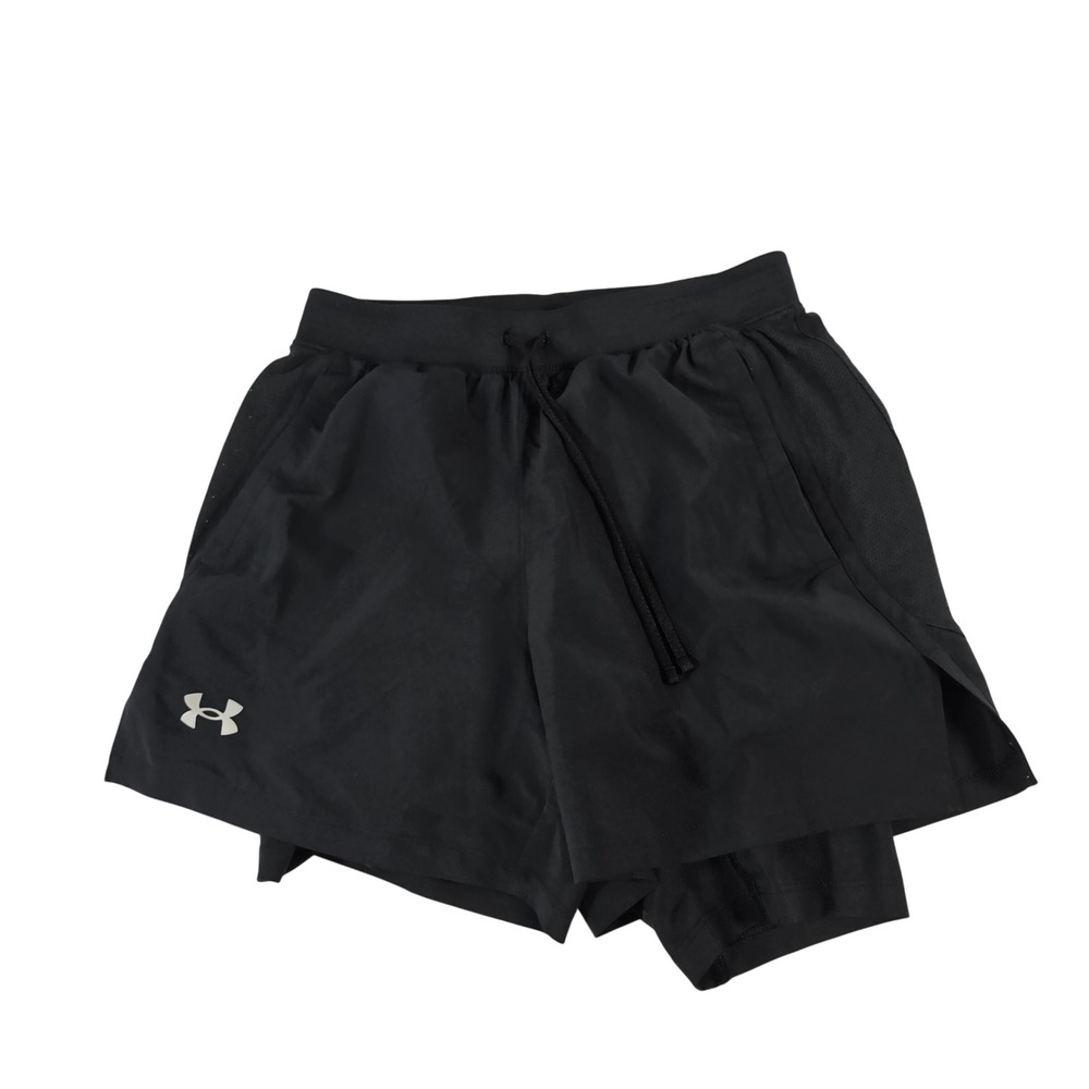 Under Armour Womens Black 2-in-1 Running Shorts Built-in Liner Small Fitted